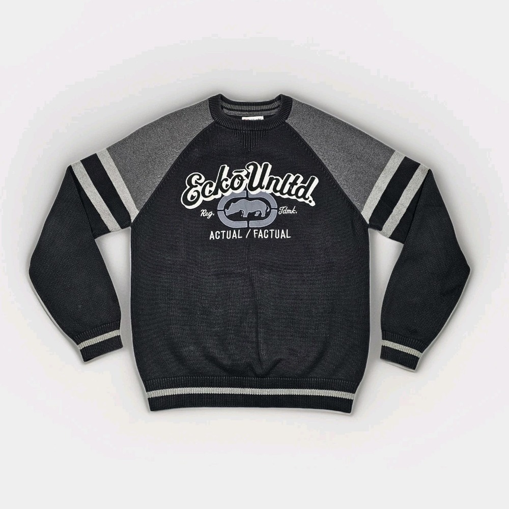 Vtg Ecko Unlimited Sweater Mens M Knit Graffiti Hip Hop Crewneck Pullover Y2K